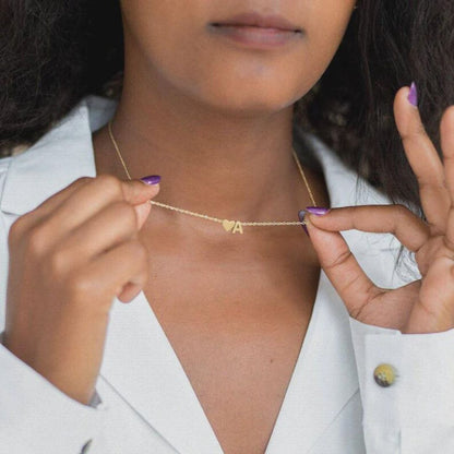 Personalised Heart Initial Necklace — A–Z in Gold or Silver