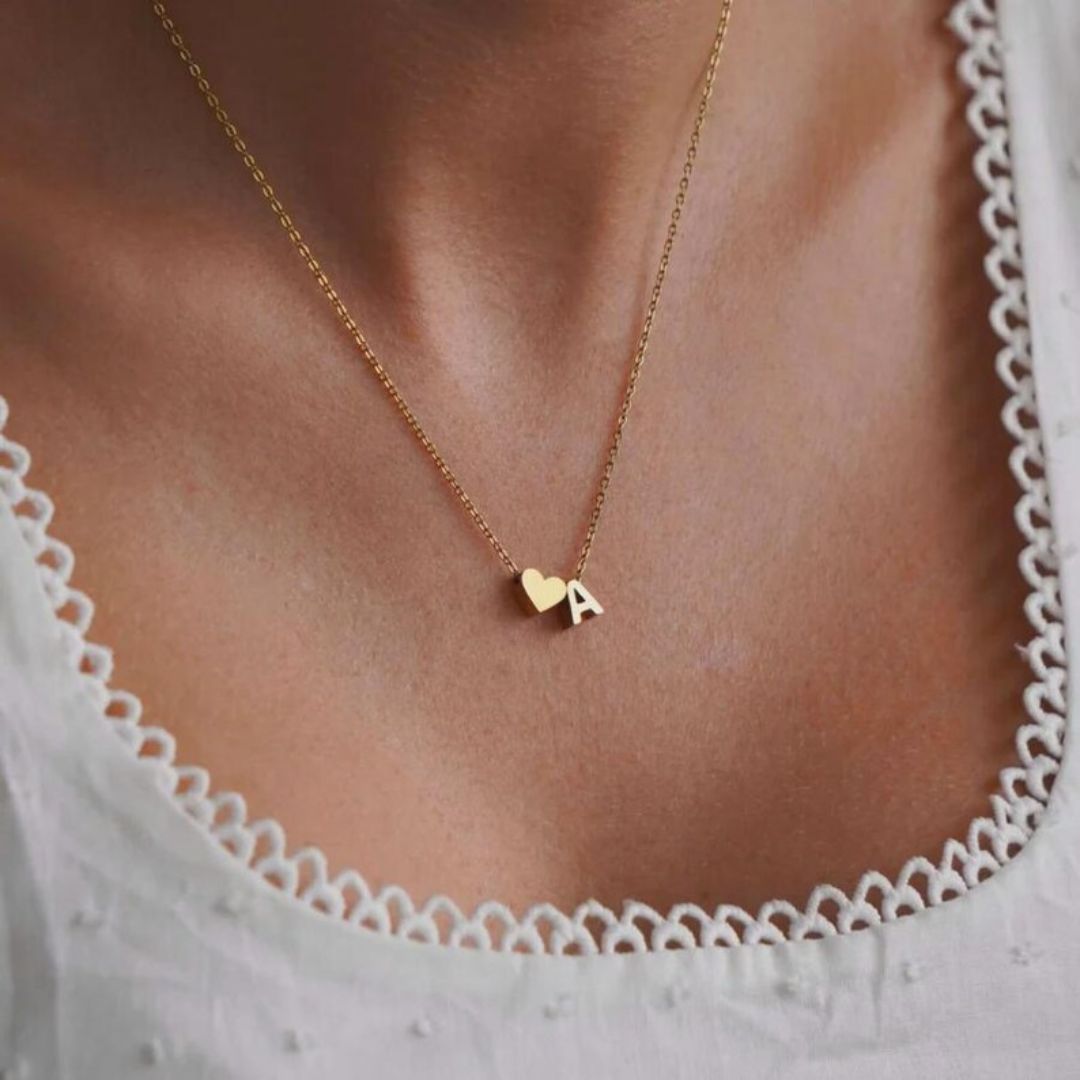 Personalised Heart Initial Necklace — A–Z in Gold or Silver