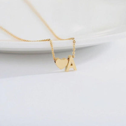 Personalised Heart Initial Necklace — A–Z in Gold or Silver