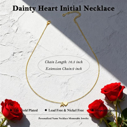 Personalised Heart Initial Necklace — A–Z in Gold or Silver