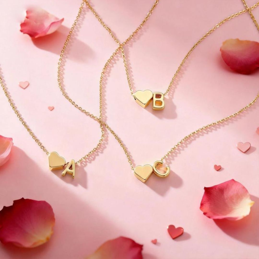 Personalised Heart Initial Necklace — A–Z in Gold or Silver