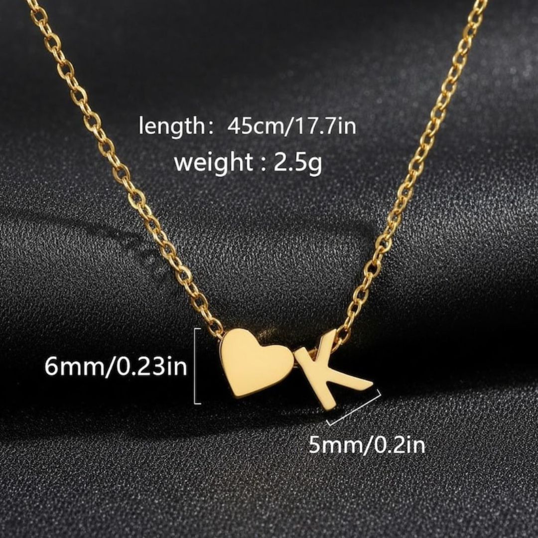 Personalised Heart Initial Necklace — A–Z in Gold or Silver
