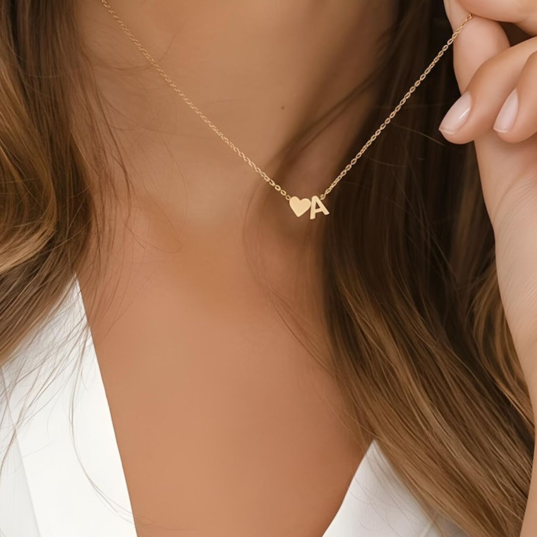 Personalised Heart Initial Necklace — A–Z in Gold or Silver
