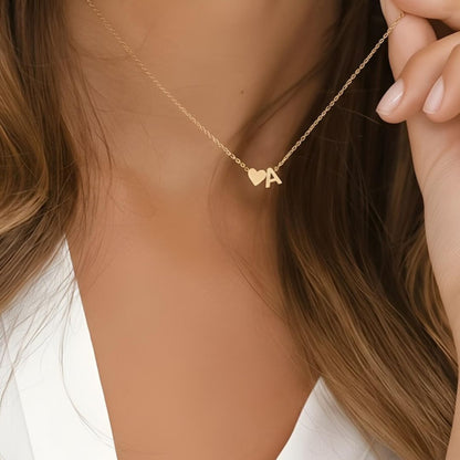 Personalised Heart Initial Necklace — A–Z in Gold or Silver